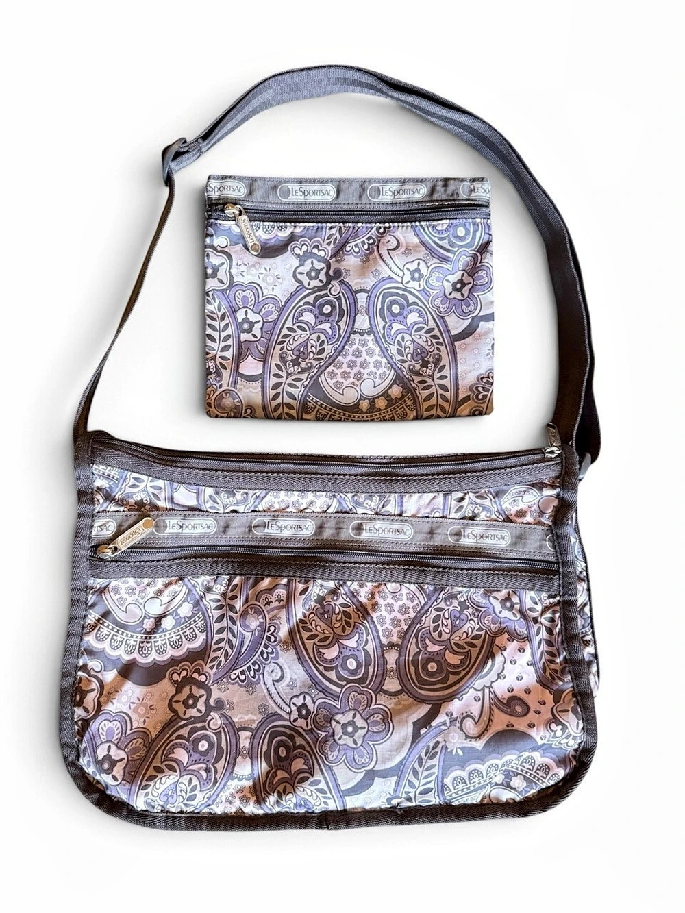 LeSportsac Paisley Lightweight Crossbody Bag in Brown & Purple